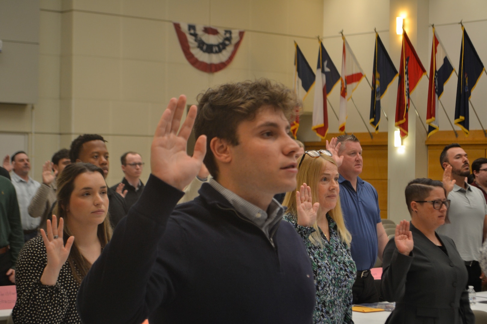 A new DLA Troop Support employee takes the Oath of Office, a solemn act signifying their pledge to uphold and defend the U.S. Constitution. This ceremony officially marks their entry into civilian service with the Department of Defense. As part of the DLA team, they will now play a direct role in strengthening national security and ensuring warfighter readiness.