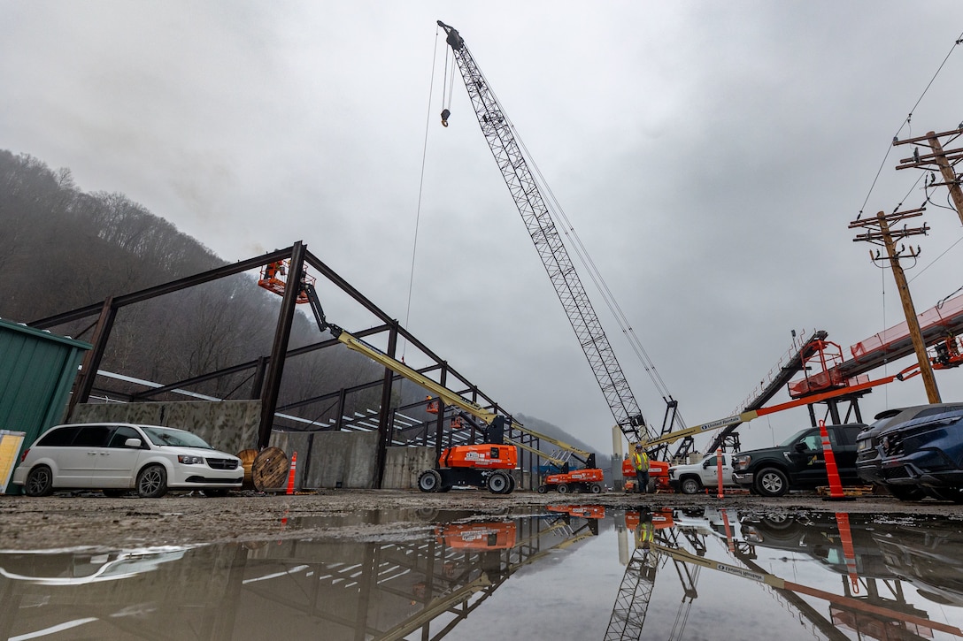A crane at a construction site.