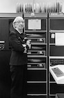 Grace Murray Hopper in her Washington, D.C. office, 1978. By this stage of her career, Hopper had become a leading advocate for standardized programming languages and interoperable systems across the Department of Defense. (Courtesy Photo)
