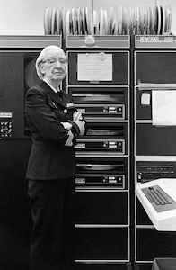 Grace Murray Hopper in her Washington, D.C. office, 1978. By this stage of her career, Hopper had become a leading advocate for standardized programming languages and interoperable systems across the Department of Defense. (Courtesy Photo)