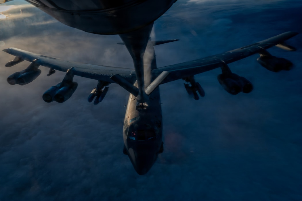 B-52 flying and being refueled