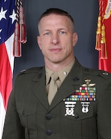 U.S. Marine Corps Lt. Col. Scott Williams poses for a command photo.