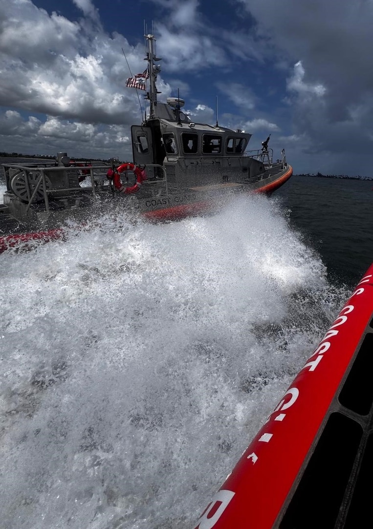 Coast Guard Station San Juan crews conduct high-pursuit vessel training in San Juan Harbor, Puerto Rico, March 26, 2026.  Coast Guard is advising people and boaters to plan for safety during the local spring break period from March 28 through April 5, and Coast Guard crews will be postured for maritime search and rescue and vigilant to intervene with illegal charters and boaters operating their vessels under the influence. (U.S. Coast Guard photo)