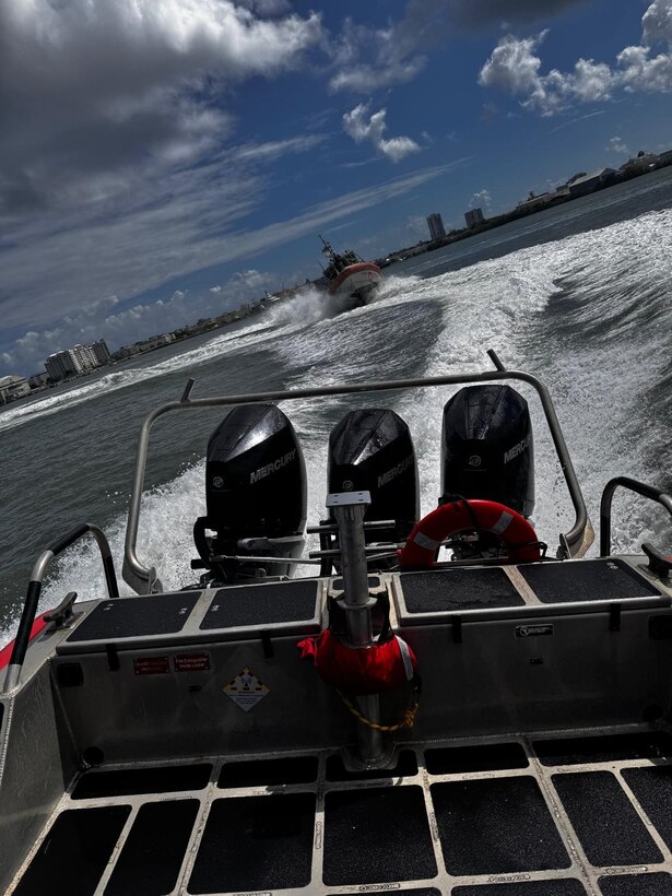 Coast Guard Station San Juan crews conduct high-pursuit vessel training in San Juan Harbor, Puerto Rico, March 26, 2026.  Coast Guard is advising people and boaters to plan for safety during the local spring break period from March 26 through April 5, and Coast Guard crews will be postured for maritime search and rescue and vigilant to intervene with illegal charters and boaters operating their vessels under the influence. (U.S. Coast Guard photo)