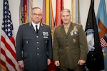 Vice Chairman of the Joint Chiefs of Staff Gen. Christopher J. Mahoney meets with the Supreme Commander of the Swedish Armed Forces Gen. Michael Claesson at the Pentagon in Arlington, Virginia, March 25, 2026. (DoD Photo by Benjamin Applebaum)