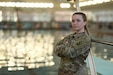 U.S. Army Reserve Sgt. Diamond Turner, a Human Resource Specialist assigned to B Company, 2nd Battalion, 379th Regiment, 95th Training Division at Fort Sill, Oklahoma, poses next to the Anderson Aquatic Center pool. After multiple attempts to pass the swim test for the German Armed Forces Proficiency Badge, Turner beat the clock to pass the rigorous 100-meter test with less than a second to spare.