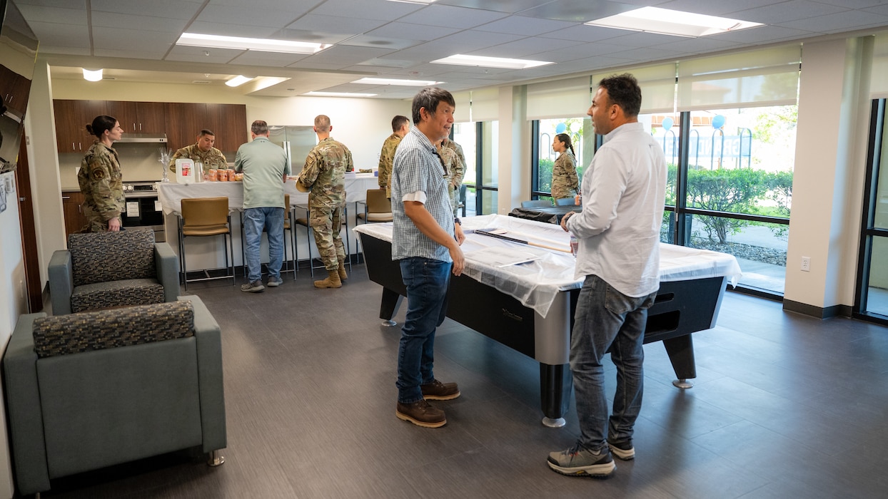 People talk in a common room