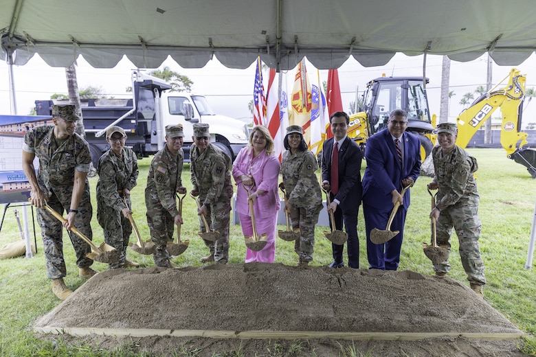 The Governor of Puerto Rico (center in pink) joins leaders from Fort Buchanan, the U.S. Army Reserve, the Puerto Rico National Guard, and the U.S. Army Corps of Engineers Caribbean District, to break ground on the new $22.27 million Advanced Skills Training Barracks on Fort Buchanan. The 30,000‑square‑foot facility will provide modern, on‑installation lodging for Soldiers attending short‑term institutional training, eliminating the need for trainees to stay nearly 50 miles off‑post. Once complete, the barracks will enhance Fort Buchanan’s ability to support mission‑focused education and leadership development, strengthening the installation’s role as the Army’s strategic hub in the Caribbean.