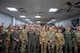 U.S. Air Force Maj. Gen. Stacy Jo Huser, 20th Air Force commander, (center left) and Chief Master Sgt. Nicholas Taylor, 20th Air Force command chief (far right), pose with leadership from the 91st Missile Wing (91MW) at Minot Air Force Base, North Dakota, March 23, 2026. Huser and Taylor’s visit provided an opportunity for the command team to see how the 91MW sustains a state of readiness while operating and maintaining the Minuteman III Intercontinental Ballistic Missile weapon system. (U.S. Air Force photo by Airman 1st Class Anthony Ramey)