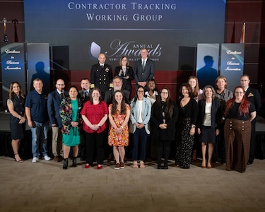 FY25 NSWC PCD Annual Award for Excellence in Business Innovation: Contractor Tracking Working Group -
Robert Abbott, Tiffany Ackerland, Carisa Baker, Monica Beaver, Rosalia Bellissima, Wynne Bischoff, Linda Bland, Victoria Bottorf, Curtis Bruce, Jr., Thanh Cai, Justina Corby, Tina Curtis, Commander Christopher Duncan, Amanda Farris, Susan Lawson, Emily Little, Frances Negron, Gretchen Rivera, Peter Walker, and Brandon Winkler
(U.S. Navy photo by Eddie Green)