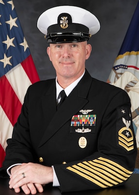NAVAL AIR STATION PENSACOLA, Fla. -- Official portrait of Command Master Chief Adam S. Eaker. (U.S. Navy photo)
