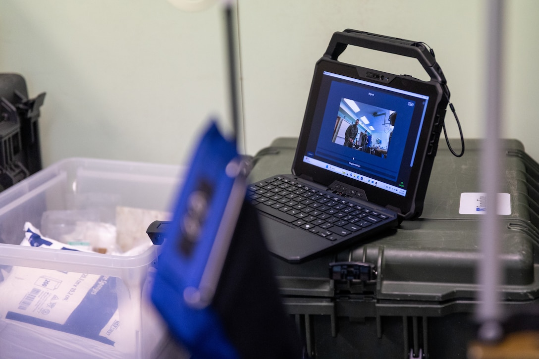 An Operational Medicine Care Delivery Platform stands ready for a patient information transfer during a Marine Corps Warfighting Laboratory-led mass casualty drill as part of exercise Cold Response 26 in Setermoen, Norway, March 11, 2026. The platform was tested during the drill as part of a medical modernization effort focused on increasing battlefield survivability. A key component of NATO's enhanced vigilance activity Arctic Sentry, exercise Cold Response 26 is a Norwegian-led winter military exercise designed to enhance collective defense capabilities and ensure U.S. readiness to rapidly deploy and seamlessly operate alongside NATO Allies in challenging arctic conditions. (U.S. Marine Corps photo by Cpl. Michael Bartman)