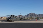 An Arizona Army National Guard UH60-M Blackhawk helicopter, assigned to the 2-285th Assault Helicopter Battalion, sits on the flightline at Papago Park Military Reservation, Ariz., Mar. 26, 2026. The battalion executed a rapid-response rescue mission in support of mutual aid partners after their resources were exhausted, demonstrating its commitment to readiness and mission success. Photo by Staff Sgt. Guadalupe Beltran.