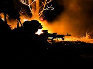 U.S. Army Soldier assigned to 11th Airborne Division, fire a M240 machine gun during Combined Arms Live-Fire Exercise at Rodriguez Live Fire Complex, South Korea, Mar. 24, 2026.
