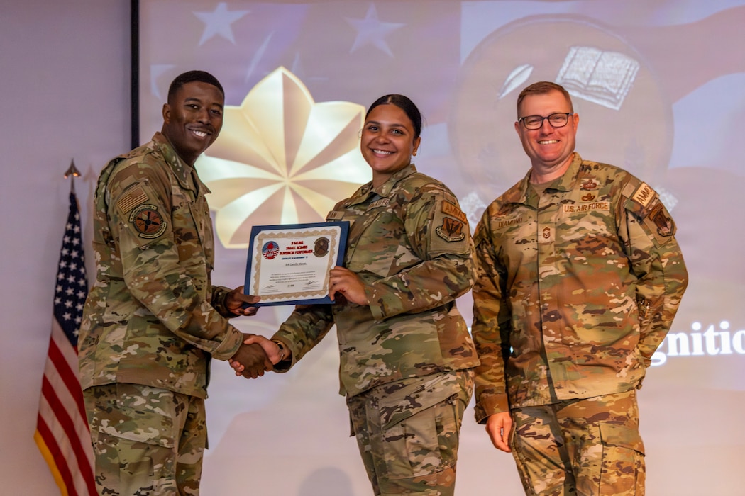 AFCOMAC class 2026-004 consisted of a joint force of Airmen, Sailors and Marines and broke the AFCOMAC record for the highest amount of munitions built, 915, along with the fewest discrepancies. AFCOMAC provides advanced training in mass combat ammunition planning and production, preparing personnel to establish bomb dumps and build thousands of live munitions in realistic, bare-base scenarios through its Combat Ammunition and Production (CAPP) course and Senior Leader Aerial Munitions Course (SLAM-C). (U.S. Air Force photo by Senior Airman Frederick A. Brown)