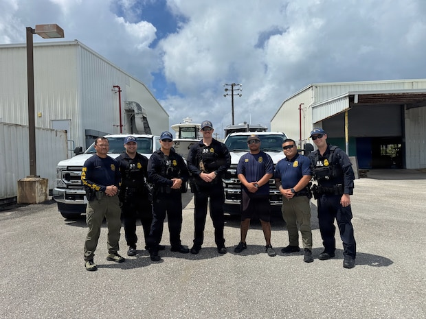 Members of the U.S. Coast Guard Sector Boarding Team stand for a photo with CNMI Customs and Biosecurity personnel on March 19, 2026, in Saipan.