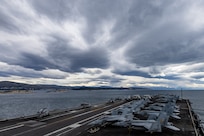 The world’s largest aircraft carrier, USS Gerald R. Ford (CVN 78), arrives in Split, Croatia, March 28, 2026. Gerald R. Ford is on a scheduled deployment in the U.S. 6th Fleet area of operations to support the warfighting effectiveness, lethality and readiness of U.S. Naval Forces in the region. (U.S. Navy photo)