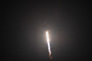 a rocket launches at night