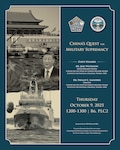 Flyer promoting "China's Quest for Military Supremacy" with Dr. Joel Wuthnow and Dr. Phil Saunders for an OSD Speaker Series.
