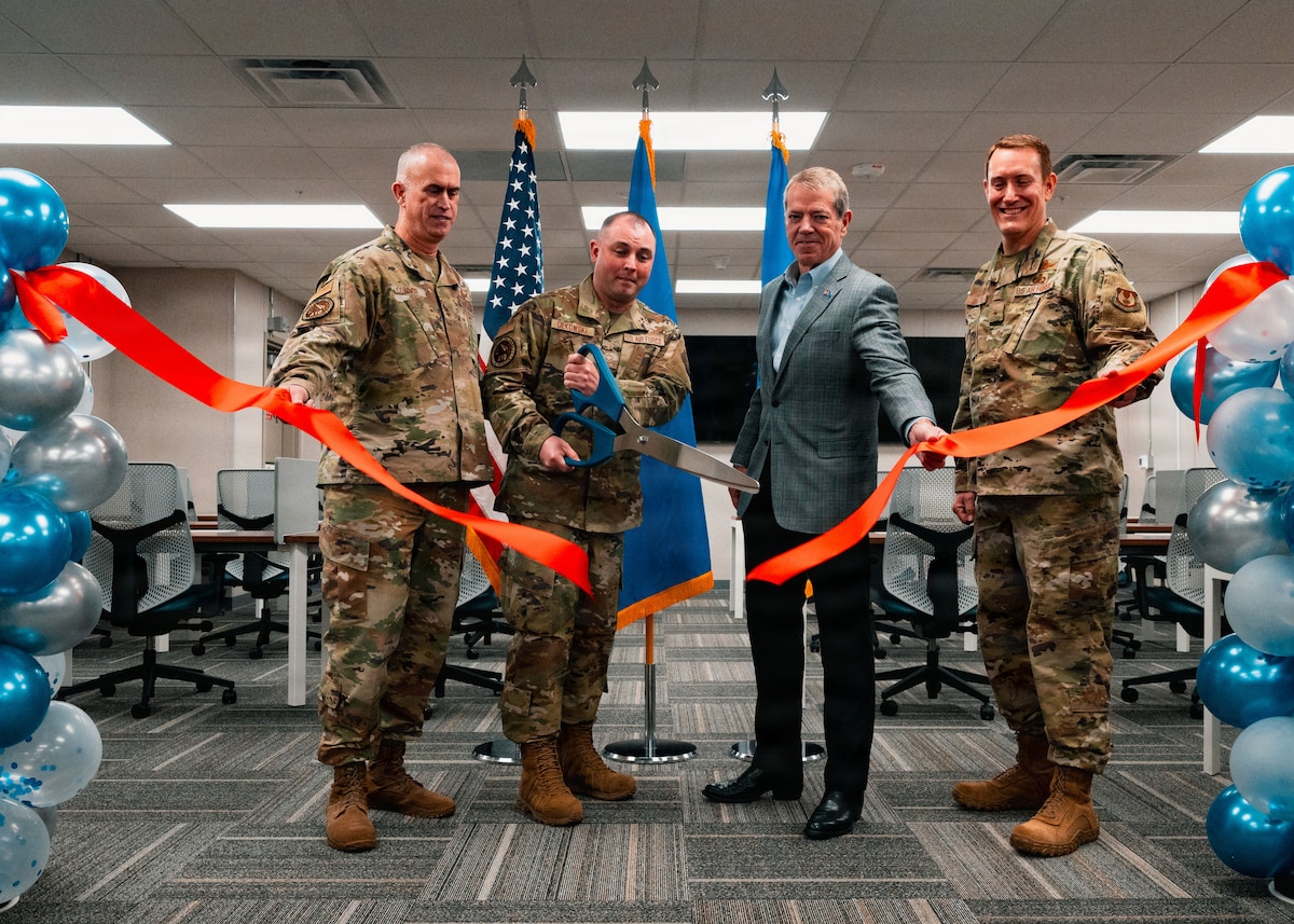 The ceremony marked the opening of the facility supporting Sentinel Task Force Det. 10, which will oversee infrastructure upgrades and preparations required for the transition from the Minuteman III weapon system to Sentinel. (U.S. Air Force photo by Staff Sgt. Michael A. Richmond)