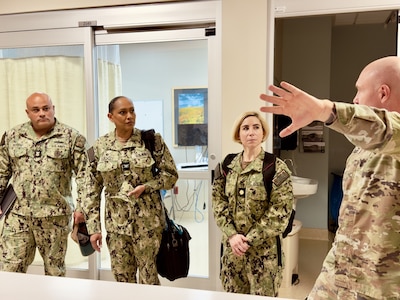 Staff review emergency room operations at Weed Army Community Hospital.