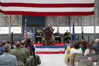 Capt. Randy Cruz, U.S. Naval Research Laboratory (NRL) commanding officer, presides over NRL’s Scientific Development Squadron ONE (VXS) 1 change of command ceremony at Naval Air Station Patuxent River in Patuxent River, Md. March 27, 2026. (U.S. Navy photo by Sarah Peterson)