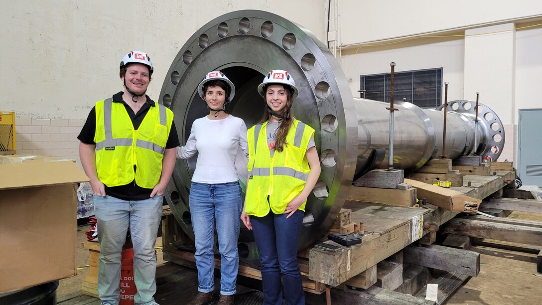 U.S. Army Corps of Engineers Nashville District Office of Counsel externs Adam Truelove, left, and Sophia LaGrasso, right, join Kathryn Morris, assistant district counsel, center, for a tour of the Barkley Hydropower Plant and Lock in this June 2025 photo. The site visit is part of the Nashville District’s legal externship program, which gives law students hands-on experience with federal civil works projects. (U.S. Army Corps of Engineers photo)