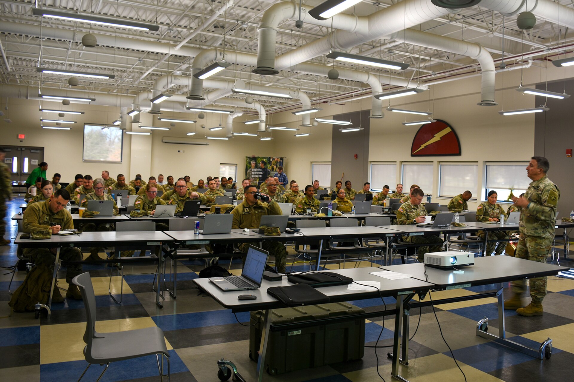 Col. Adim Yousif, Chief of Staff, 85th U.S. Army Reserve Support Command, speaks to Soldiers during the 85th USARSC G4 training workshop held at Joint Base McGuire, Dix, Lakehurst, New Jersey, March 23-27, 2026.