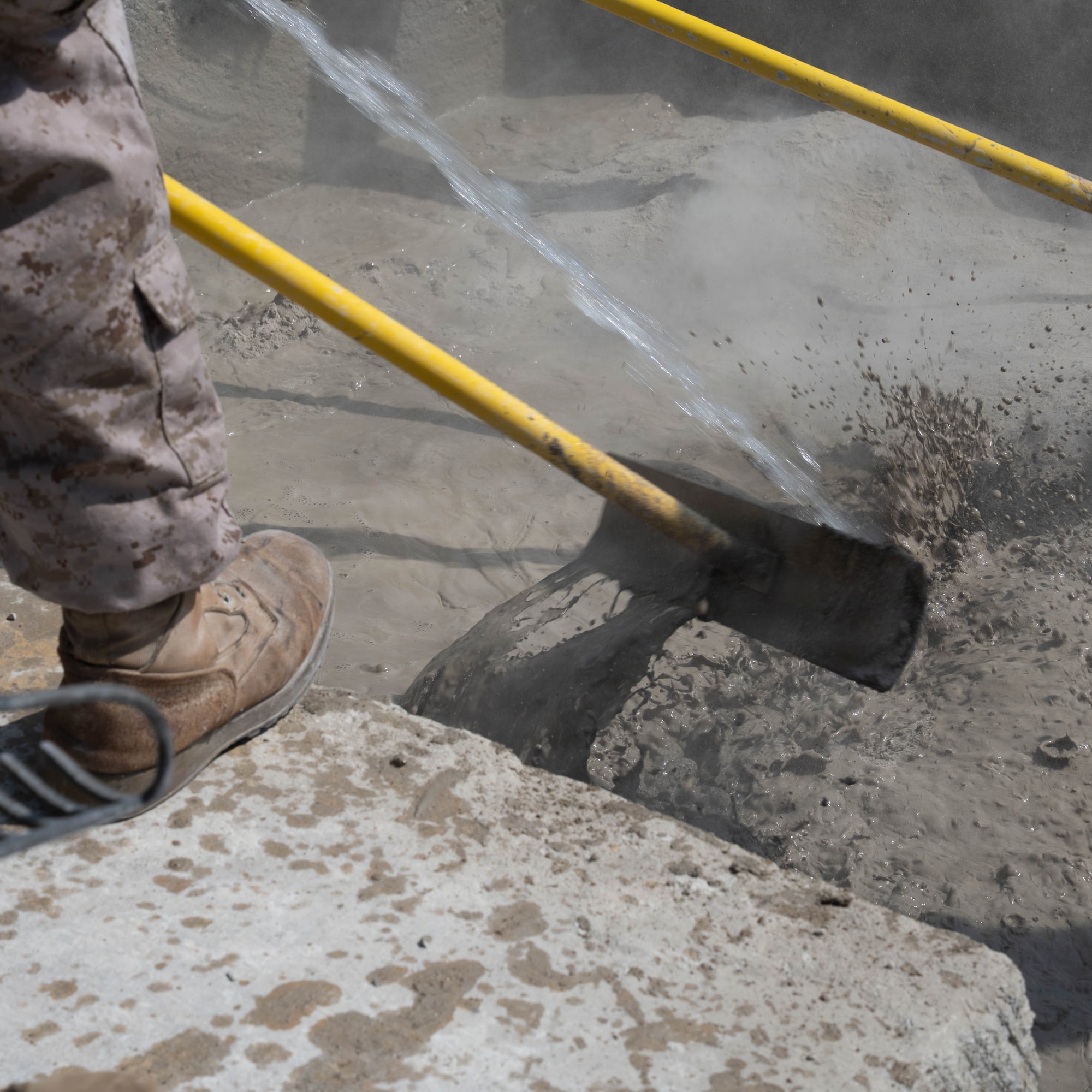 Rapid set concrete is mixed.