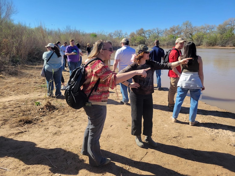 U.S. Army civilian Emma Crooks (right), a project engineer assigned to the U.S. Army Corps of Engineers, Buffalo District, tours an ecosystem revitalization project on the banks of the Rio Grande River during a training course in Albuquerque, New Mexico, March 26, 2026.