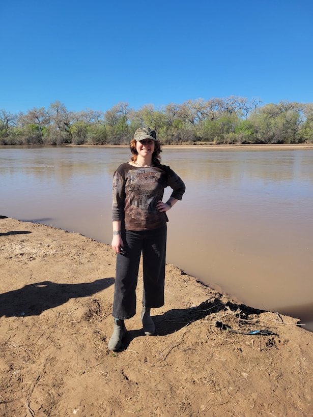 U.S. Army civilian Emma Crooks, a project engineer assigned to the U.S. Army Corps of Engineers, Buffalo District, tours an ecosystem revitalization project on the banks of the Rio Grande River during a training course in Albuquerque, New Mexico, March 26, 2026.