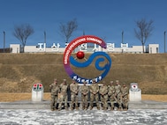 U.S. Army Soldiers from the 17th Sustainment Brigade, Nevada National Guard, pose for a photo at the Republic of Korea Army Ground Operations Command, South Korea, March 19, 2026.