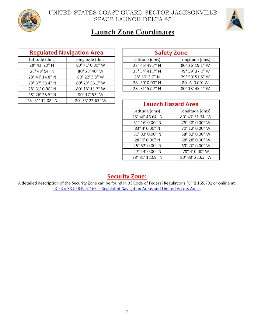 Coast Guard crews are scheduled to apply and enforce limited access areas for NASA’s Artemis II launch at the Kennedy Space Center in Cape Canaveral, Florida, April 1, 2026.