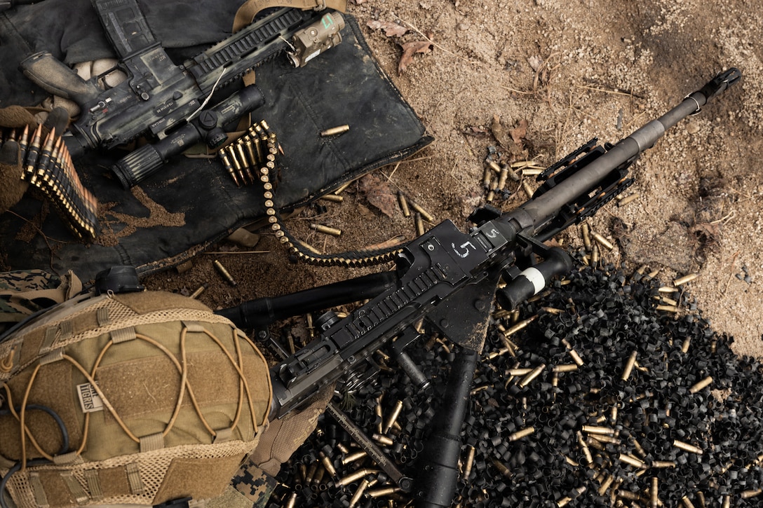 A U.S. Marine fires a M240B machine gun