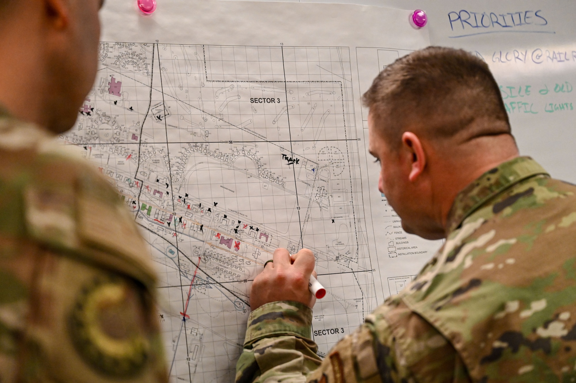 The 90 CES and other squadrons across the base quickly responded to effectively repair damage occurring on March 12, 2026, when winds reaching 92 MPH left severe damage to structures and landscaping. (U.S. Air Force photo by Senior Airman Mattison Cole)