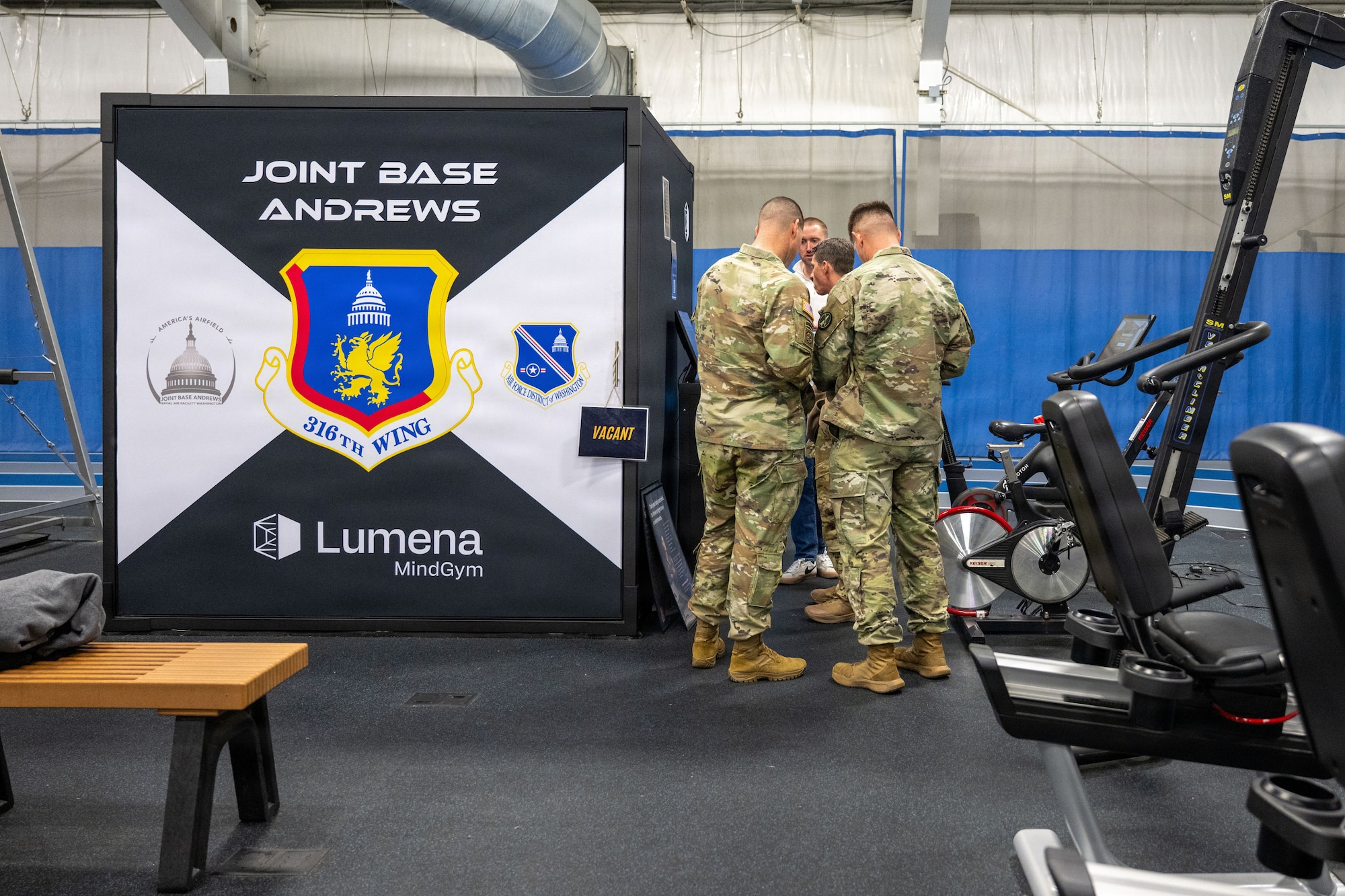 U.S. Air Force, Army and Navy senior leaders inspect the Lumena MindGym.