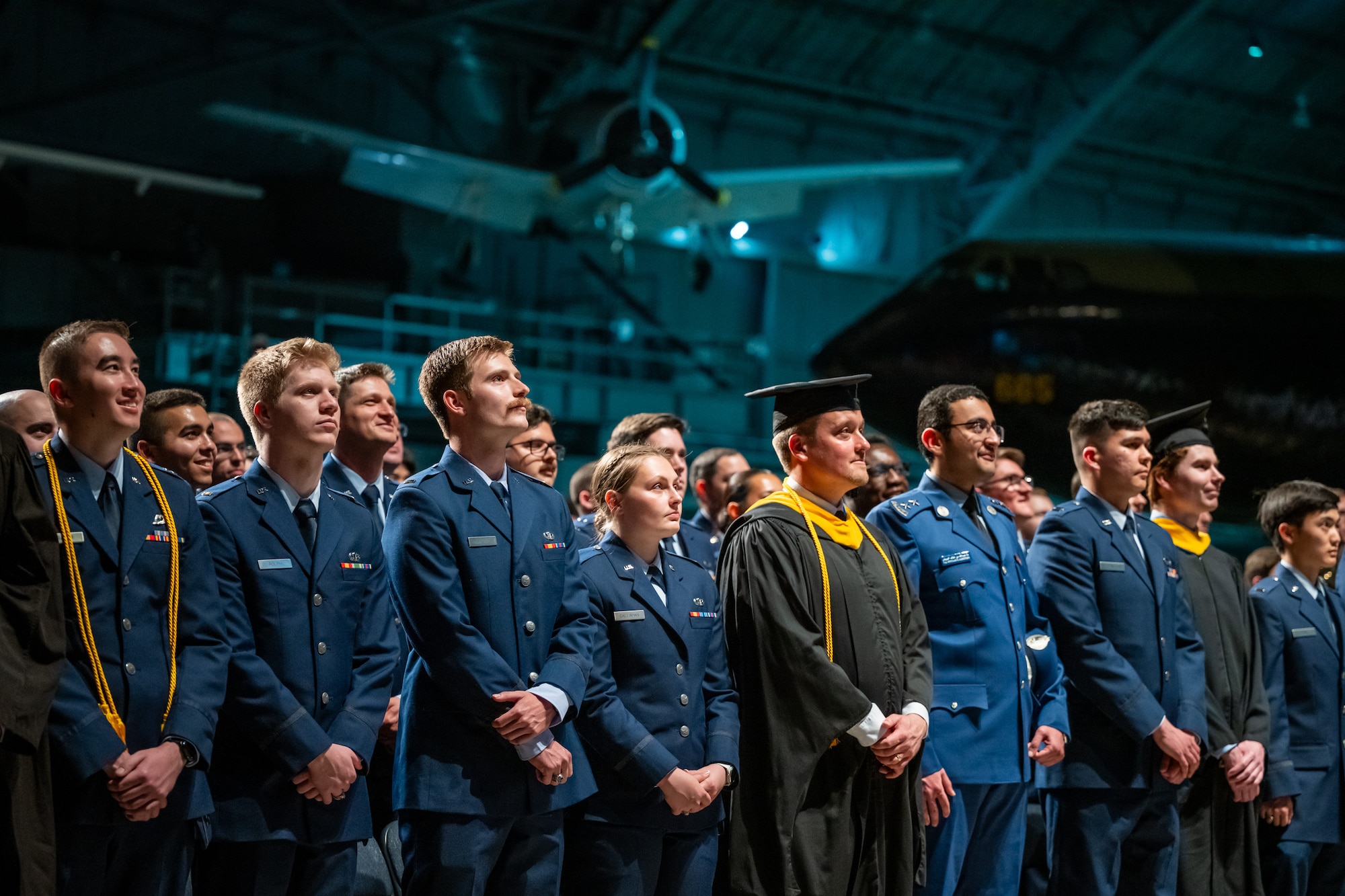 Air University’s Air Force Institute of Technology faculty and graduates attend the commencement ceremony at Wright-Patterson Air Force Base, Ohio, March 30, 2026