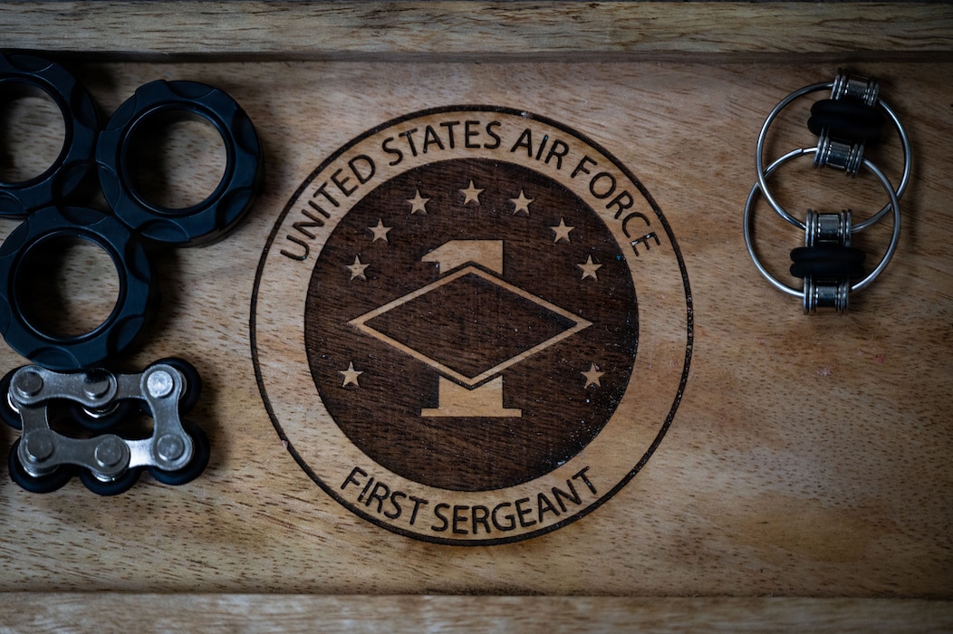 A first sergeant symbol is displayed at RAF Mildenhall, England, March 27, 2026.