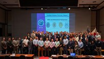 Attendees pose for a group photo at the U.S. Forces Japan Law Enforcement Symposium April 22, 2026, at the New Sanno Hotel in Tokyo, Japan.