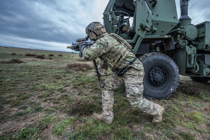 Airmen defending base during exercise.