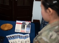 Airman visits resources fair.