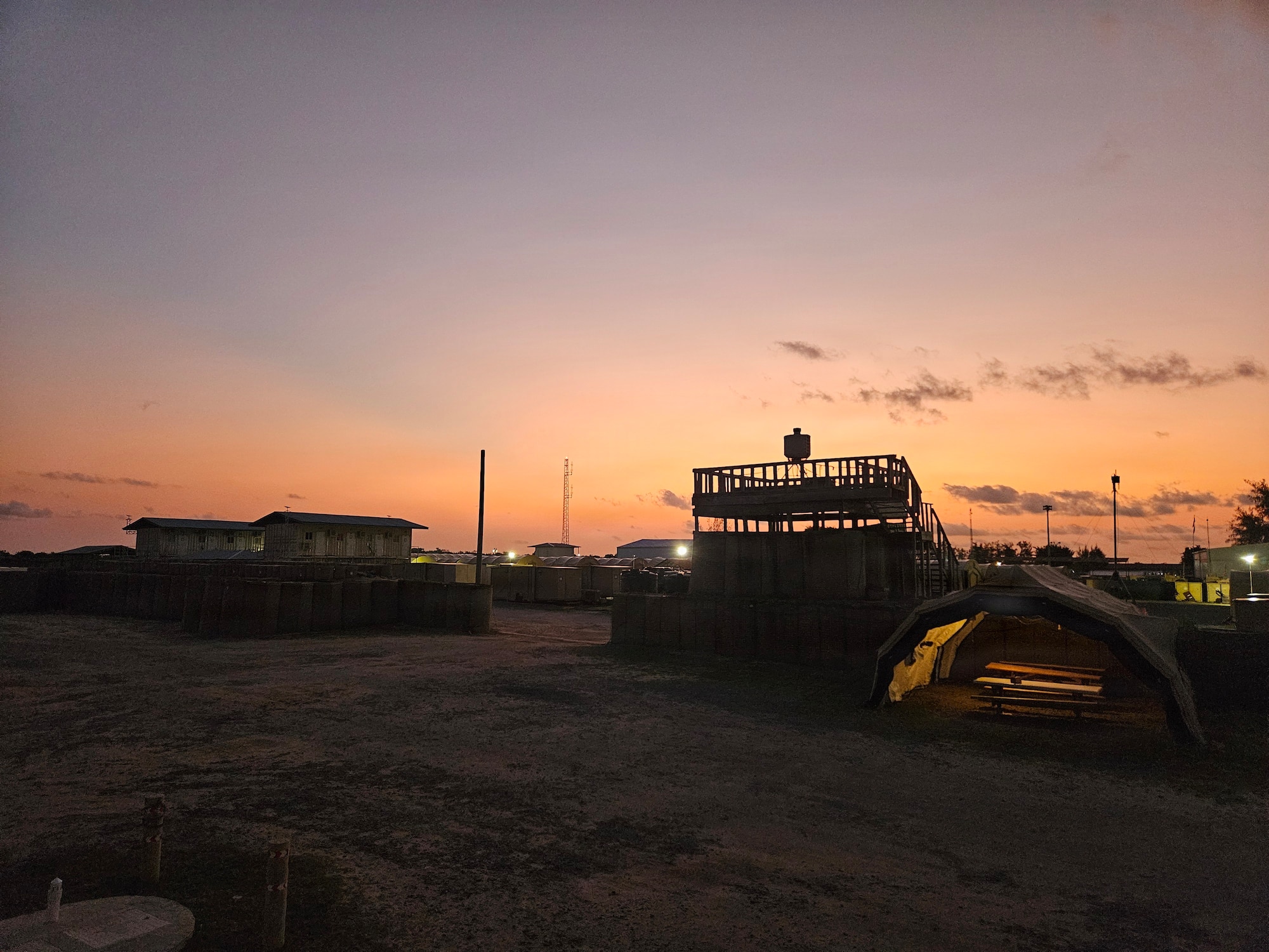 A photo of a sunrise over Camp Simba, Kenya, taken by U.S. Air Force Master Sgt. Kelly Burton, the disbursing agent while deployed.