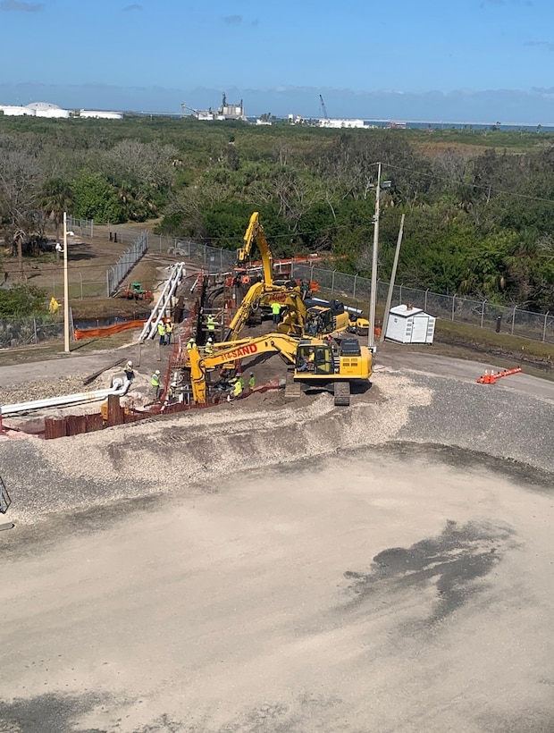 A piece of machinery near trench.
