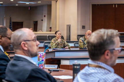 Maj. Gen. Lori Robinson, commanding general of the U.S. Army Aviation and Missile Command, addresses senior leaders during the AMCOM Senior Leaders Forum April 28, 2026, at Redstone Arsenal, Alabama. The forum brought together command leadership to discuss Army transformation, workforce optimization, policy updates and resource priorities to ensure AMCOM remains aligned with Department of War, Department of the Army and Army Materiel Command guidance while continuing to deliver critical warfighting capabilities.