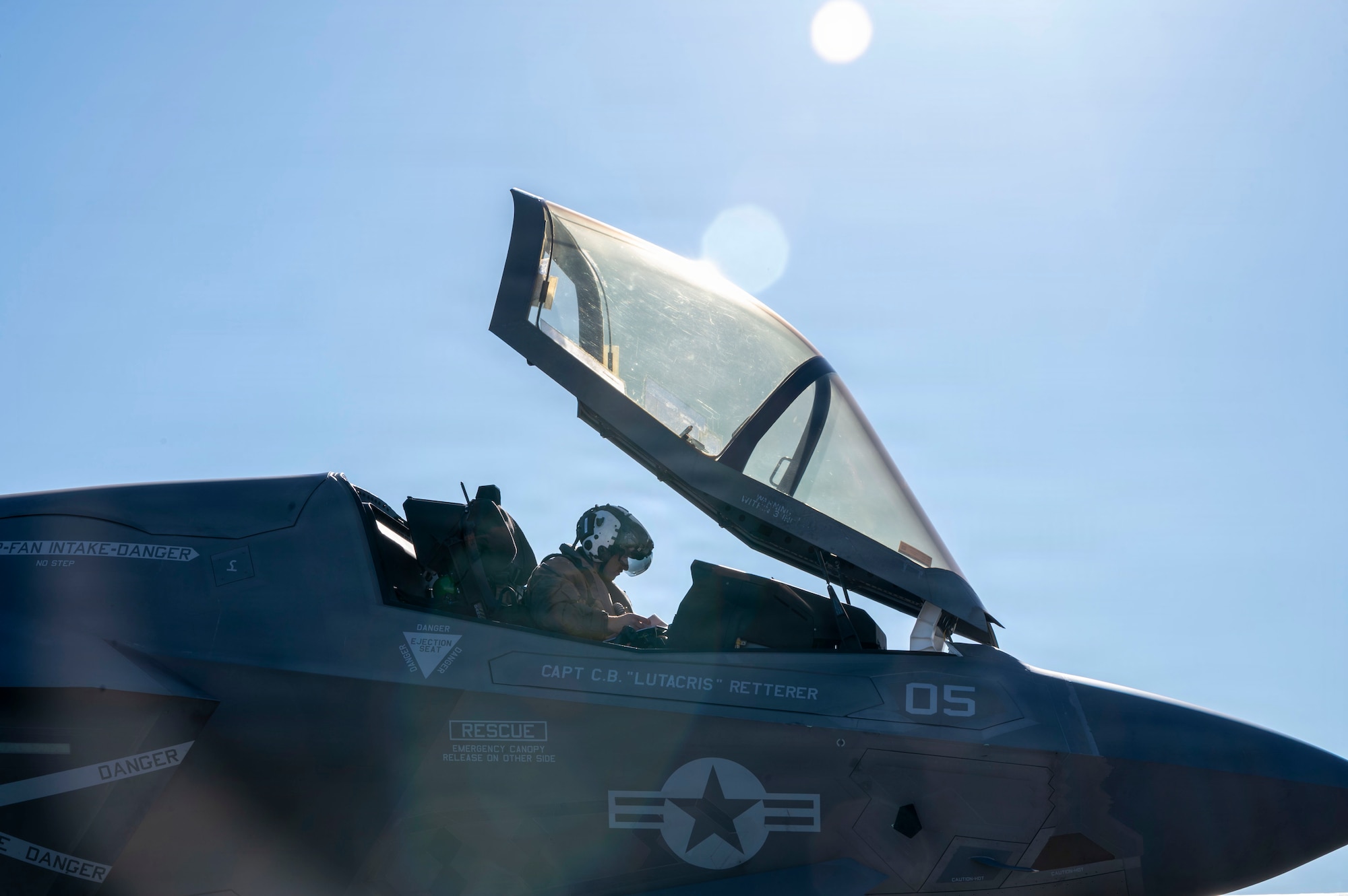 A U.S. Marine Corp pilot performs preflight checks during RED FLAG-Alaska 26-1 at Eielson Air Force Base, Alaska, April 27, 2026.