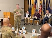 Maj. Jeremy Searles, operations chief for the U.S. Army Medical Materiel Agency, contributes his input during a rehearsal of concept, or ROC, drill held by U.S. Army Medical Logistics Command at Fort Detrick, Maryland, on Feb. 9.