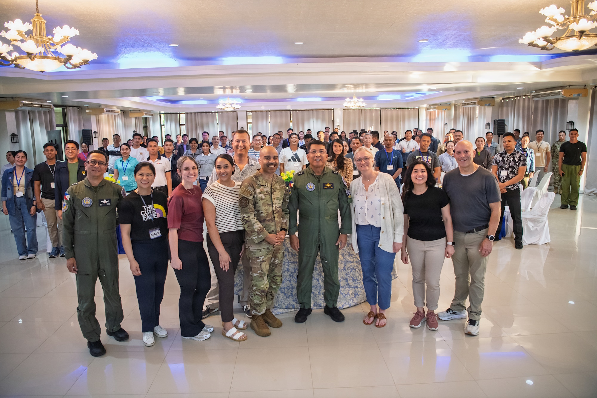 U.S. Air Force Reserve members work with Philippine Air Force members during a leader development workshop.