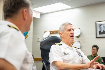 JOINT BASE PEARL HARBOR-HICKAM (April 8, 2026) — Adm. Steve Koehler, commander, U.S. Pacific Fleet, provides opening remarks to multinational leaders during the 2026 Undersea Warfare Commanders’ Conference (USWCC) at Joint Base Pearl Harbor-Hickam, Hawaii, April 8, 2026. First held in 2018, this year’s conference theme was “Shaping the future: Moving forward quickly and collaboratively to assure our combined advantage in the undersea domain.” The USWCC conference included submarine force representatives from Australia, Canada, France, Japan, Republic of Korea, and Singapore. The multi-day event included briefings from each partner nation focused on force employment, combat readiness, interoperability, and integration of emerging technology such as unmanned systems and artificial intelligence. (U.S. Navy photo by Chief Mass Communication Specialist Omar A. Dominquez)