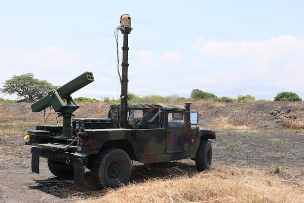 A U.S. Army Vehicle-Agnostic Modular Palletized Intelligence, Surveillance, and Reconnaissance Rocket Equipment system, assigned to Bravo Battery, 1st Battalion, 51st Air Defense Artillery Regiment, 7th Infantry Division/Multi-Domain Command - Pacific, is staged during Exercise Balikatan 2026 at Naval Station Leovigildo Gantioqui, Philippines, April 26, 2026.