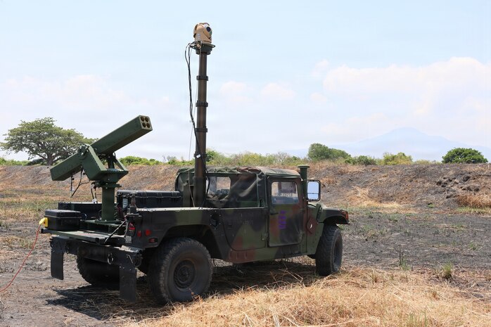 A U.S. Army Vehicle-Agnostic Modular Palletized Intelligence, Surveillance, and Reconnaissance Rocket Equipment system, assigned to Bravo Battery, 1st Battalion, 51st Air Defense Artillery Regiment, 7th Infantry Division/Multi-Domain Command - Pacific, is staged during Exercise Balikatan 2026 at Naval Station Leovigildo Gantioqui, Philippines, April 26, 2026.